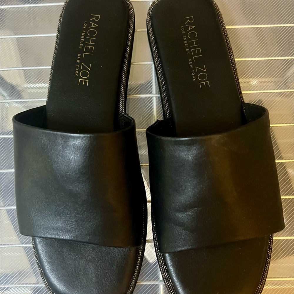 Rachel Zoe Black Tudor Slide Sandals Sz 7.5